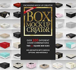 可自由定制的包装盒展示模型：Box Packaging MockUp Creator 1